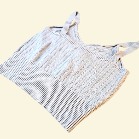 🌼4/$30 Streetwear Society Cropped Knit Tank Top Ivory Beige XL ✨ - Picture 7 of 9